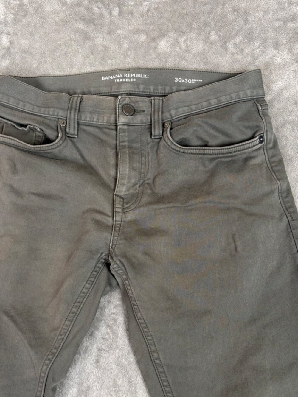 Banana Republic Traveler Pants Men’s 30x30 Green Skinny Fit Stretch Casual - Picture 3 of 9